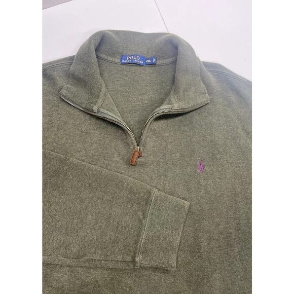 Polo Ralph Lauren 1/4 Zip Sweater Mens XXL Green Mock Neck Sweatshirt Preppy - Picture 7 of 13